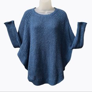 LRL dolman sleeve poncho style sweater in “indigo”